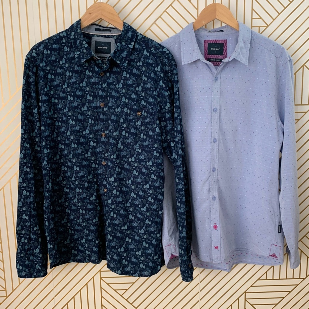 White Stuff Shirt Lot 2 Multicolor Autumn Trees Button Up Slim Fit classic fit L